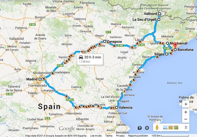 Maršrutas Ispanijoje ir Andoroje